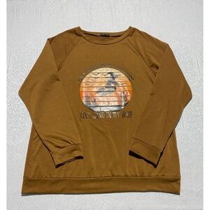 Noracora Brown Witch Graphic Pullover XL Dark Desert Highway Halloween Raglan